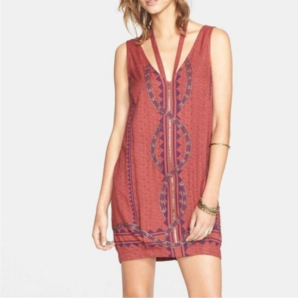 Free People Diamonds And Snakes Beaded Mini Dress Size Small
